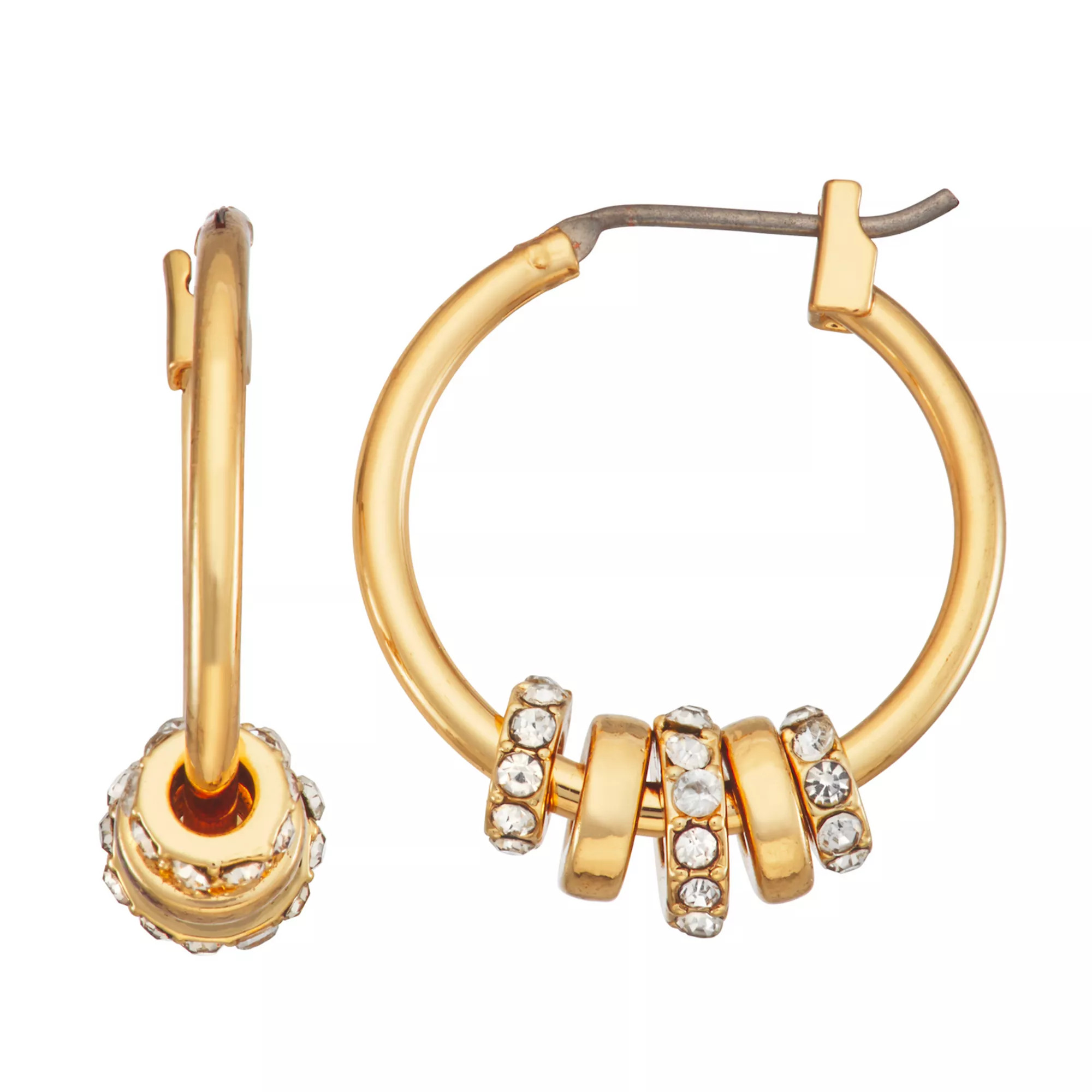 Nine West Gold Tone Rondelle Hoop Earrings, Women's | Kohl's