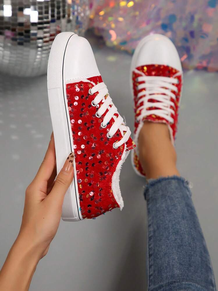 Women's Handmade Sequins Decor Casual Flat Slip-On Shoes, Spring/Autumn | SHEIN