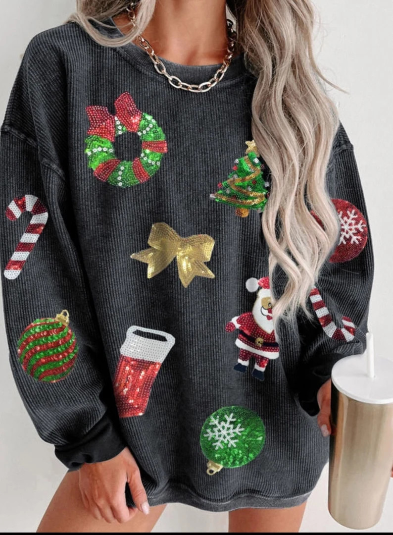 Sequin Christmas Sweatshirt Christmas Sweatshirt Christmas - Etsy | Etsy (US)