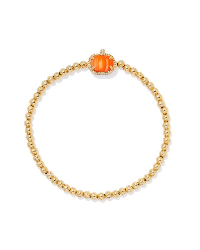 Pumpkin Gold Stretch Bracelet in Orange Mother-of-Pearl | Kendra Scott