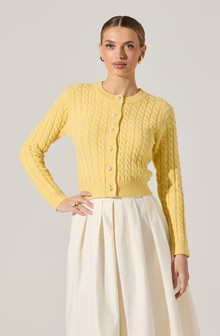 Pearl Button Cable Knit Cardigan | ASTR The Label (US)