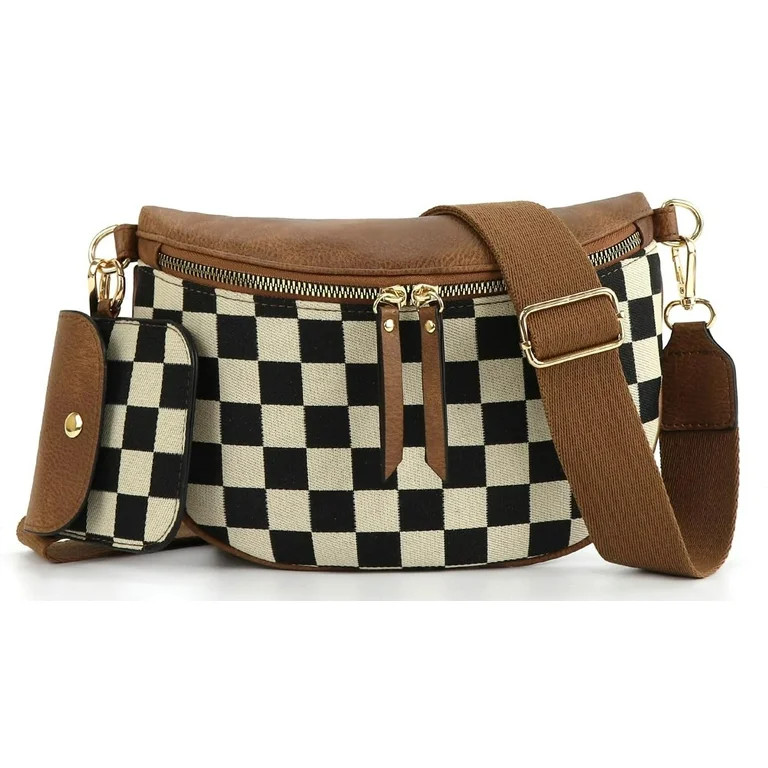 2 Pcs Checkered Crossbody Bags for Women Bum Bag Checkered Cross Body Sling Backpack Hobo Satchel... | Walmart (US)