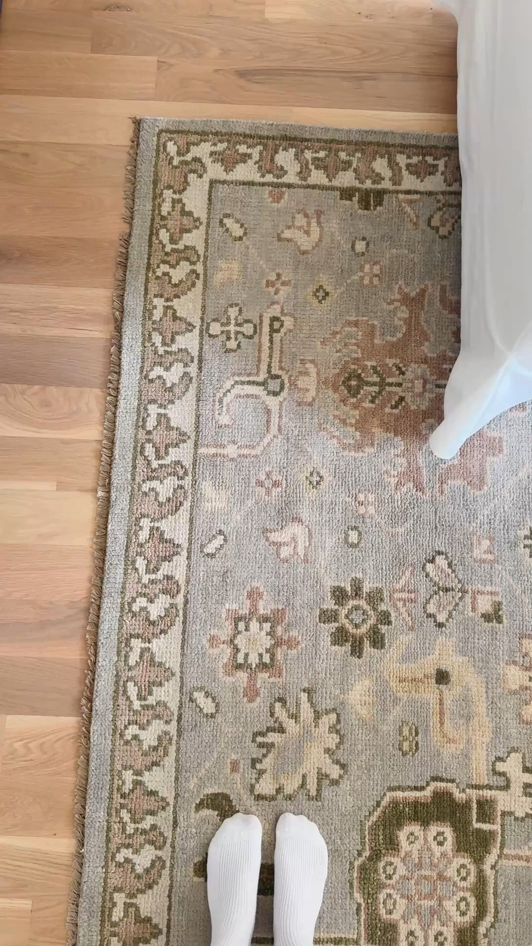The rug that completely changed this room 🤍 I wanted the soft, lived-in look of a vintage or washable rug, but in a healthier natural fiber—and this 100% wool, hand-knotted rug from Quince was exactly what I was looking for. The muted blue, taupe and olive tones add just enough pattern and warmth without competing with the rest of the space. It looks so much more expensive than it is and makes the whole room feel collected and timeless.

#LTKHome #LTKvlog #LTKSaleAlert