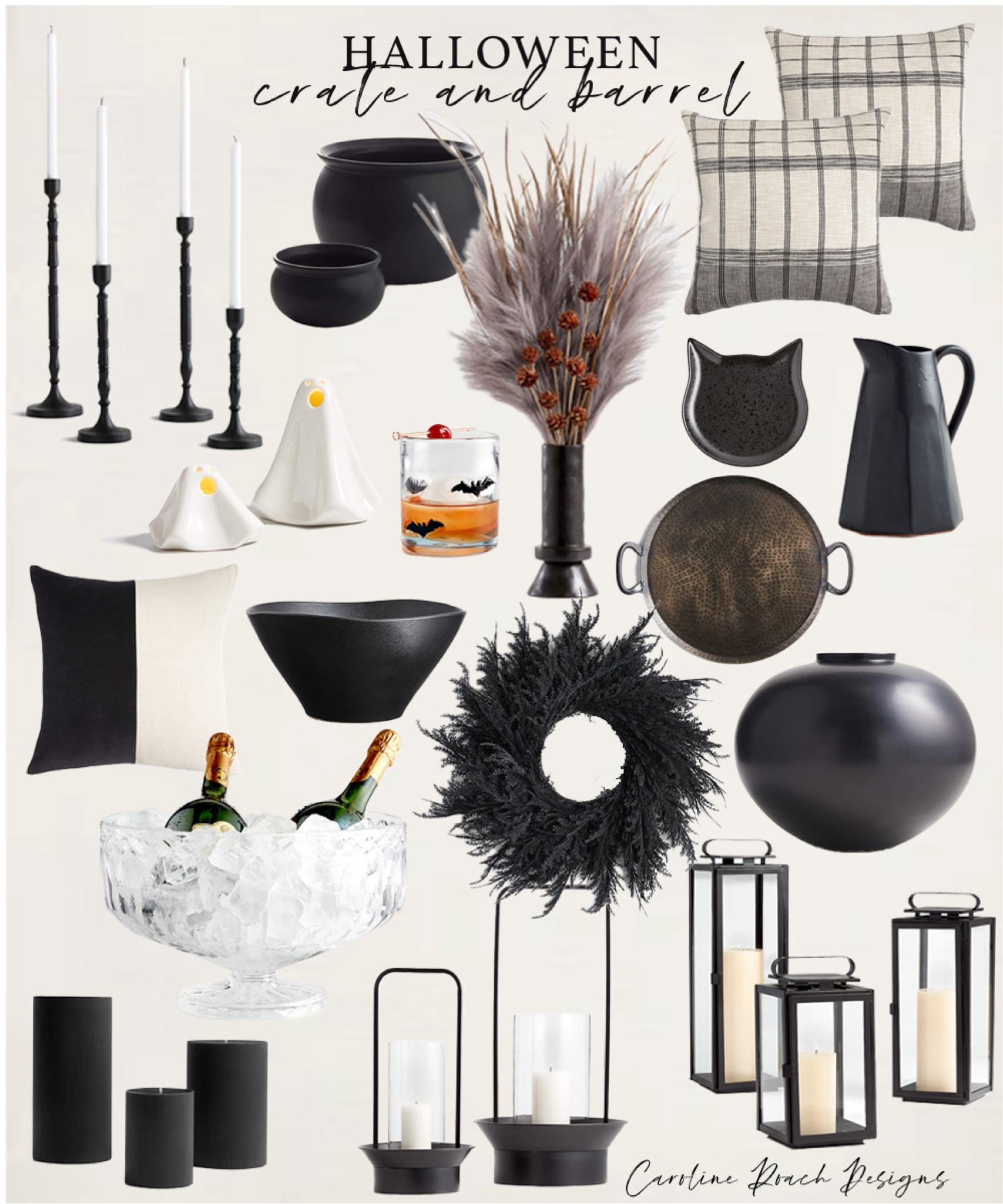 Halloween party
Halloween decor
Black decor
Fall decor
Haunted 
Candlesticks
Front porch Halloween
Door wreath
Cauldron bowl
Black throw pillows 
Ice chest for champagne 
Lanterns 
Party decor

#LTKSeasonal #LTKhome #LTKHalloween