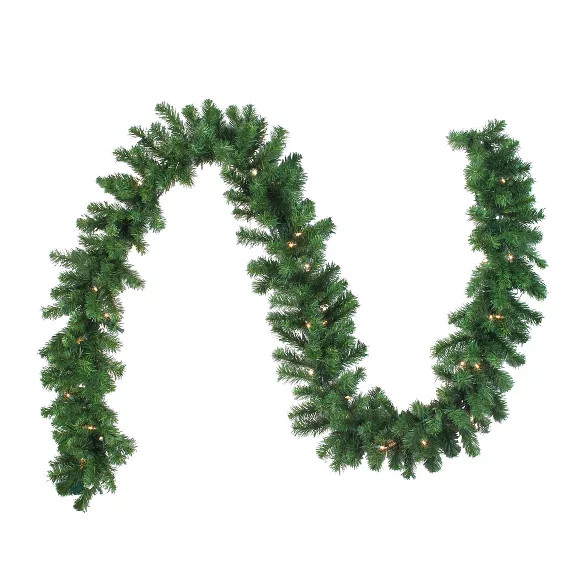 Northlight 9' x 10" Prelit Oak Creek Pine Green Artificial Christmas Garland - Clear Lights | Target