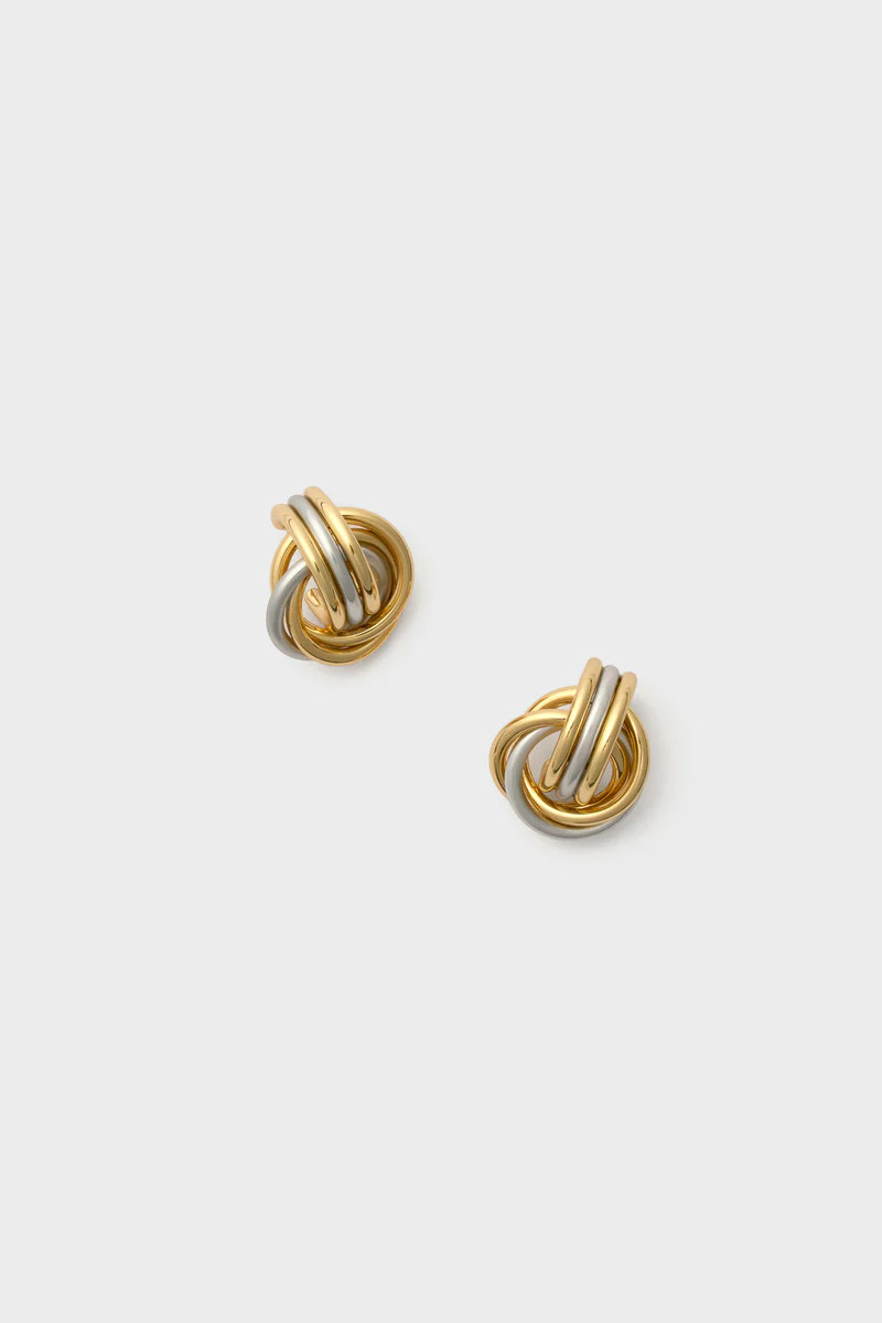 Shiny Gold and Semi Dark Silver Lush Link Earrings | Tuckernuck (US)