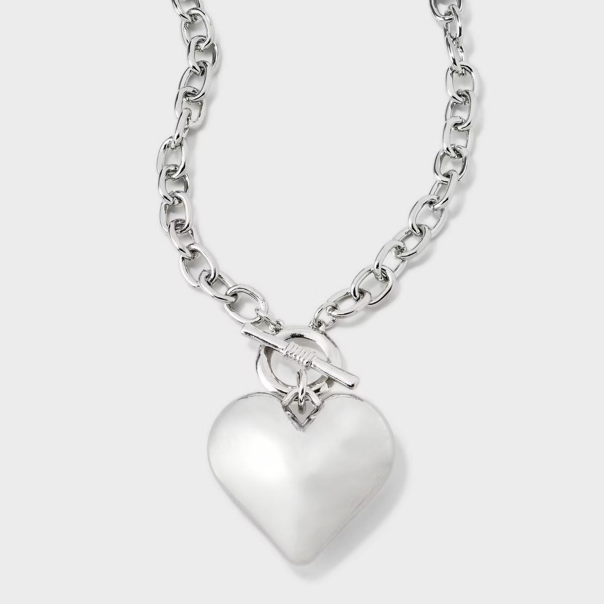 Puffy Heart Toggle Necklace - A New Day™ Silver | Target