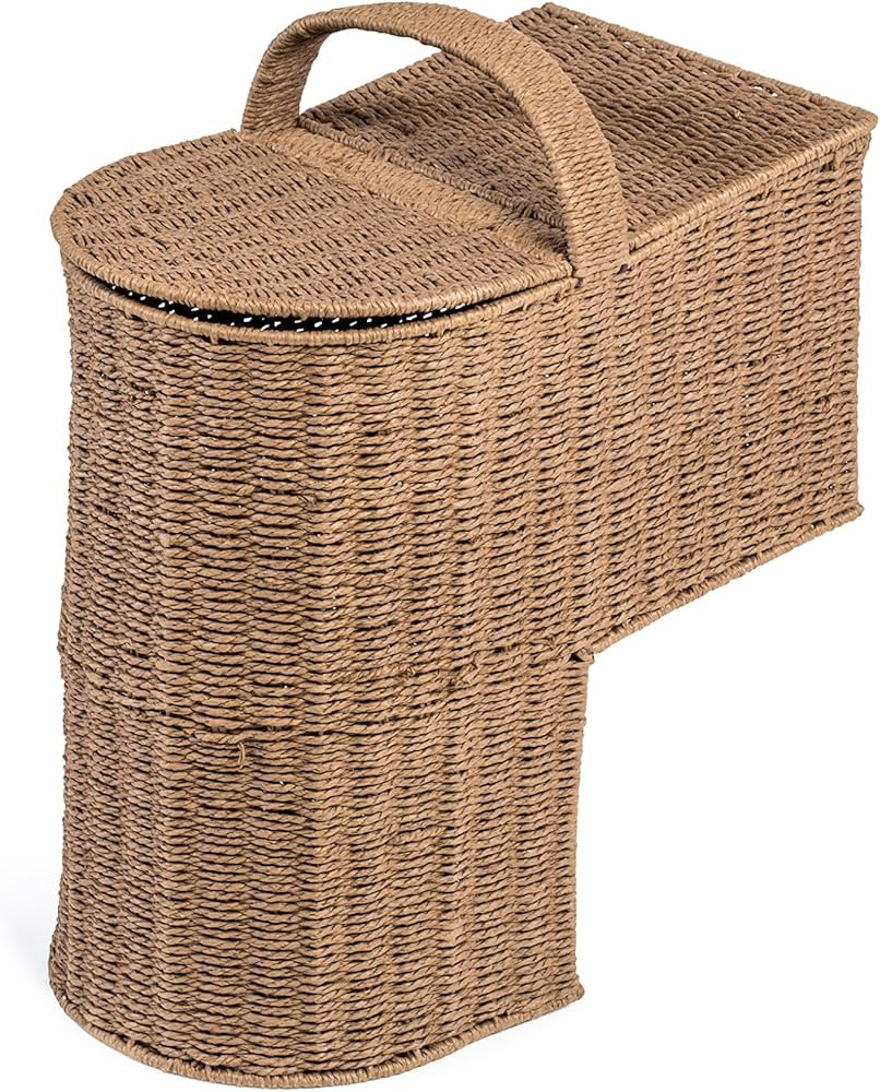 Trademark Innovations 15.25" Storage Stair Basket With Handle (Natural) | Amazon (US)