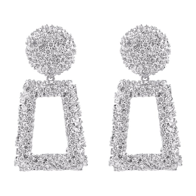 Silver Rectangle Geometric Dangle Earrings, Fashion Statement Drop Earrings for Women Girls | Walmart (US)