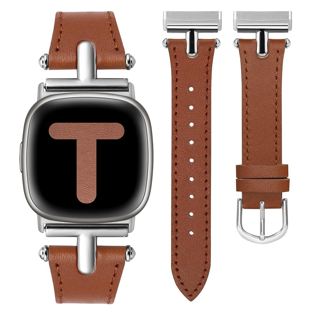 Wearlizer Leather Band Compatible with Fitbit Versa/Sense, Dressy T-Shape Metal Buckle Leather St... | Amazon (US)