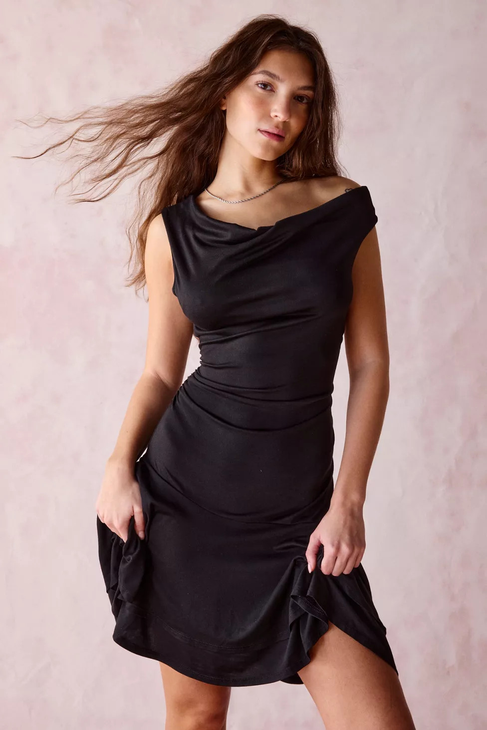 UO Happy Hour Asymmetrical Off-The-Shoulder Mini Dress | Urban Outfitters (US and RoW)