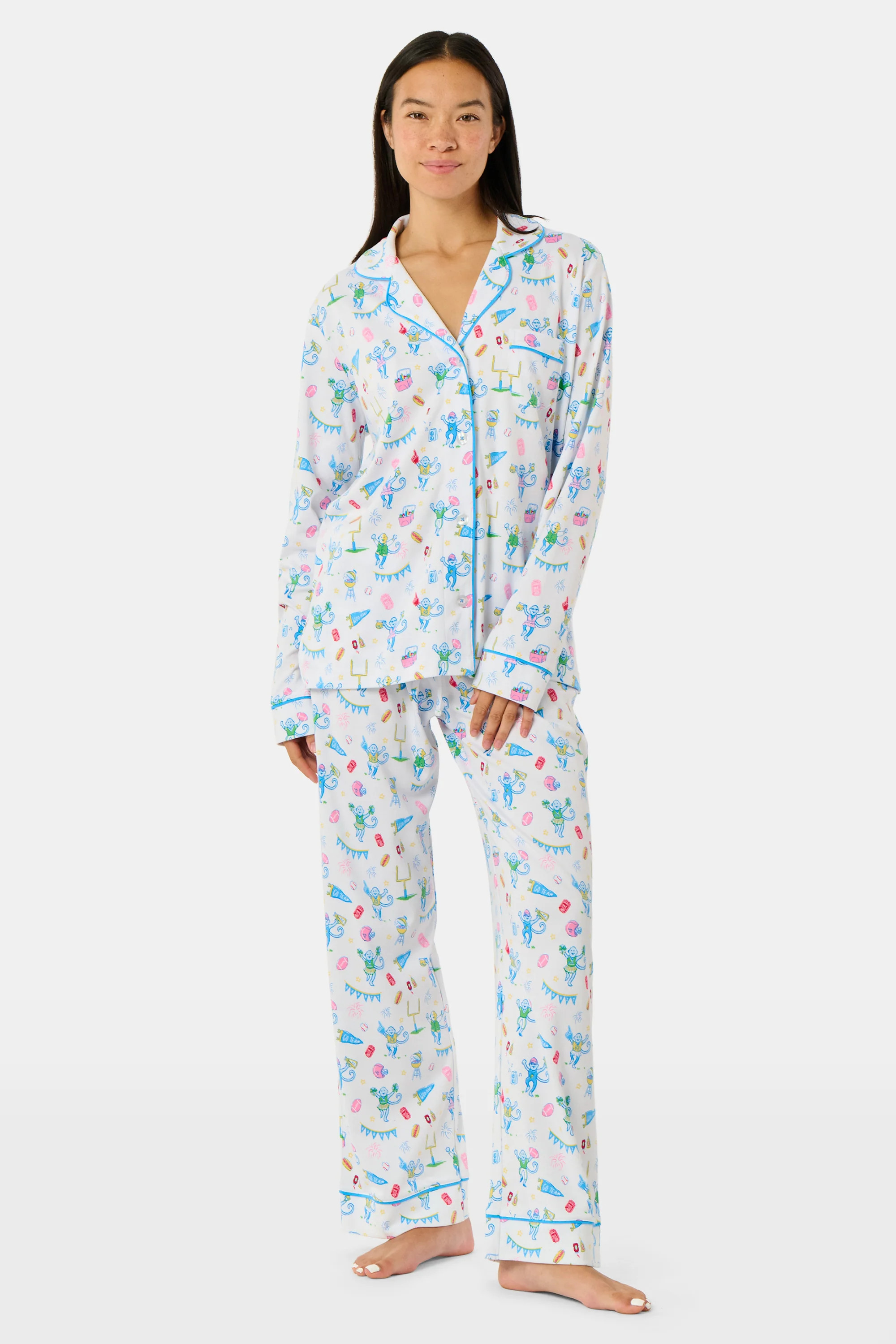 Game Day Long Sleeve Polo Pajamas | Roller Rabbit