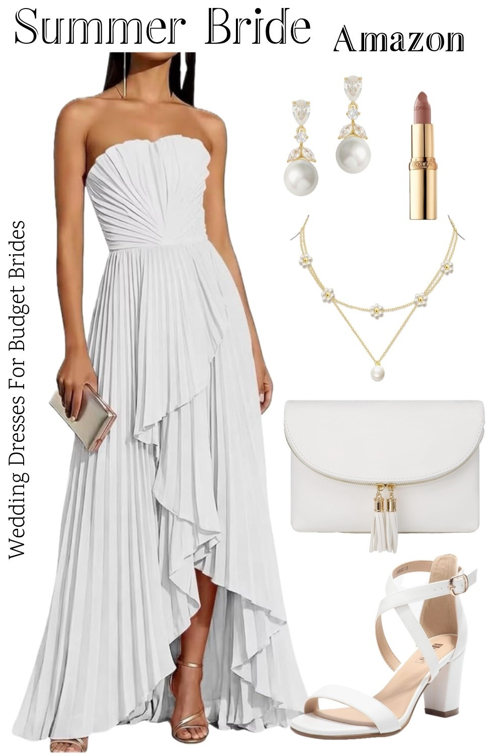 Affordable wedding day outfit for the bride to be. Bridal dress and accessories on Amazon. 

Reception dress, courthouse elopement dress, long white dress, minimalist wedding dress, or microwedding dress.

#LTKWedding #LTKSeasonal