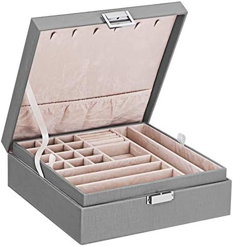 BEWISHOME Jewelry Box for Women 35 Compartments Jewelry Organizer - 6 Necklace Hooks, 2 Layers - ... | Amazon (US)