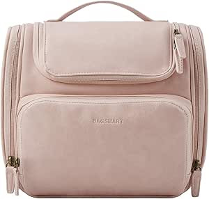 Toiletry Bag, BAGSMART Travel Leather Dopp Kit for Women with Hanging Hook, Water-resistant Large... | Amazon (US)