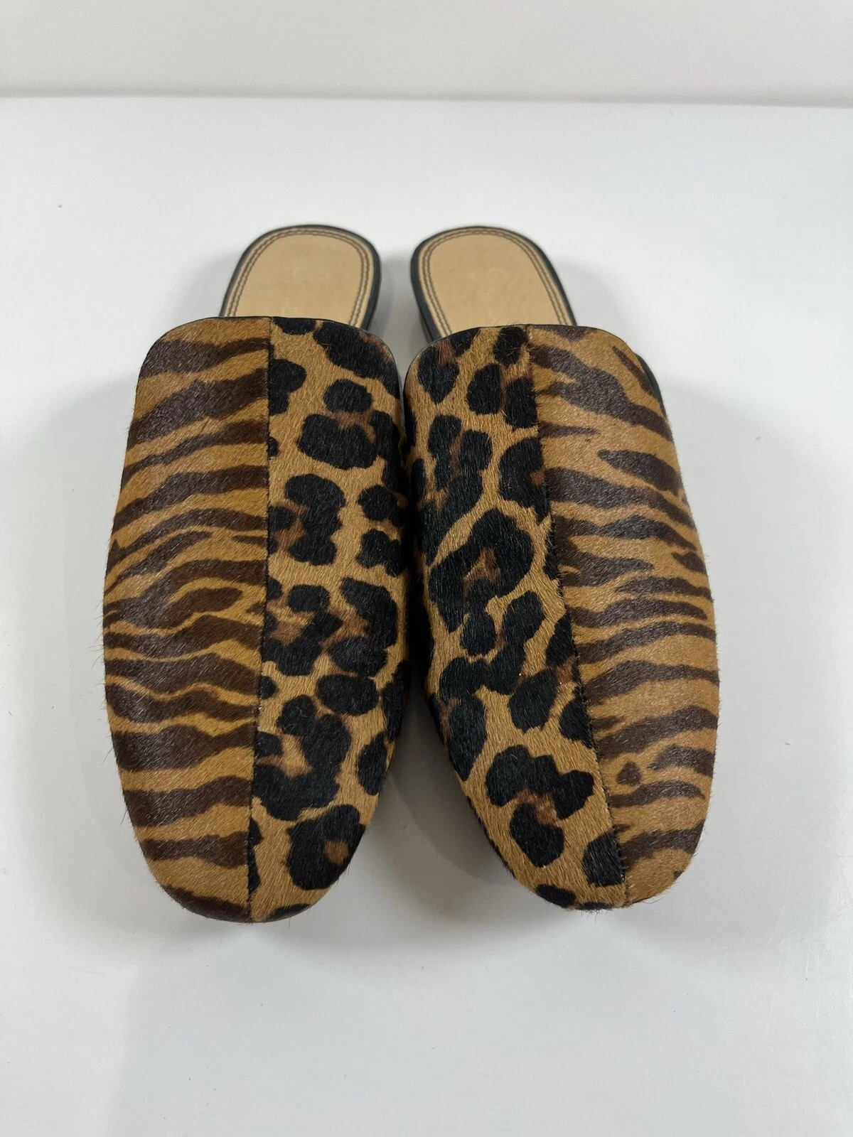 SPLENDID WOMENS CALF DYED BROWN/BLACK FALT MULE SHOES SZ 8 Animal Print | eBay US