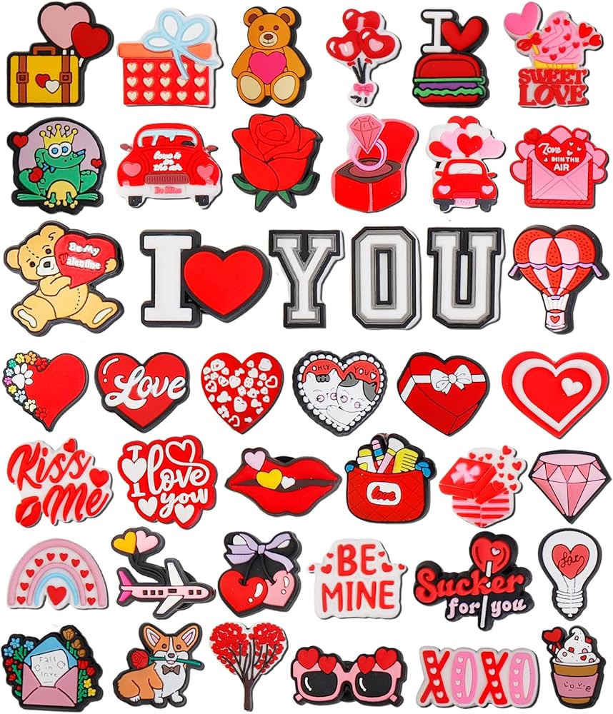 42pcs Valentine's Cute Shoe Decoration Charms Kit,Trendy Shoe Charms for Women Girls Adults, PVC ... | Amazon (US)