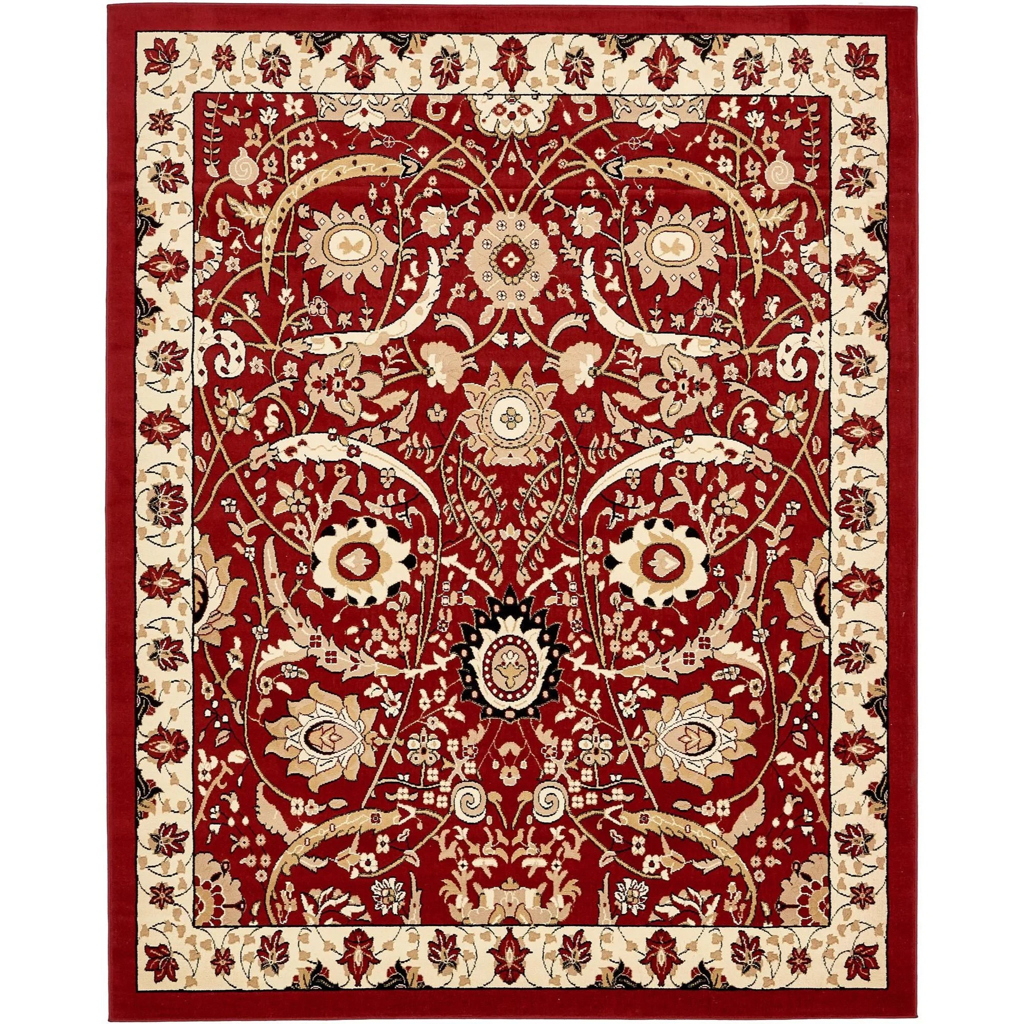 Unique Loom Indoor Rectangular Floral Vintage Area Rugs Red/Beige, 8' 0 x 10' 0 - Walmart.com | Walmart (US)