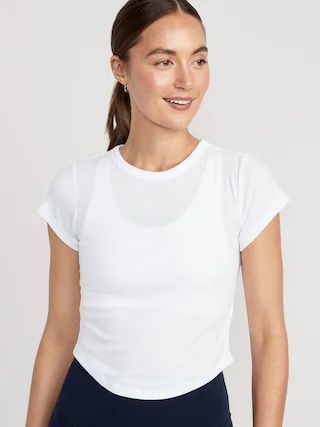 Short-Sleeve UltraLite Cropped Rib-Knit T-Shirt for Women | Old Navy (US)