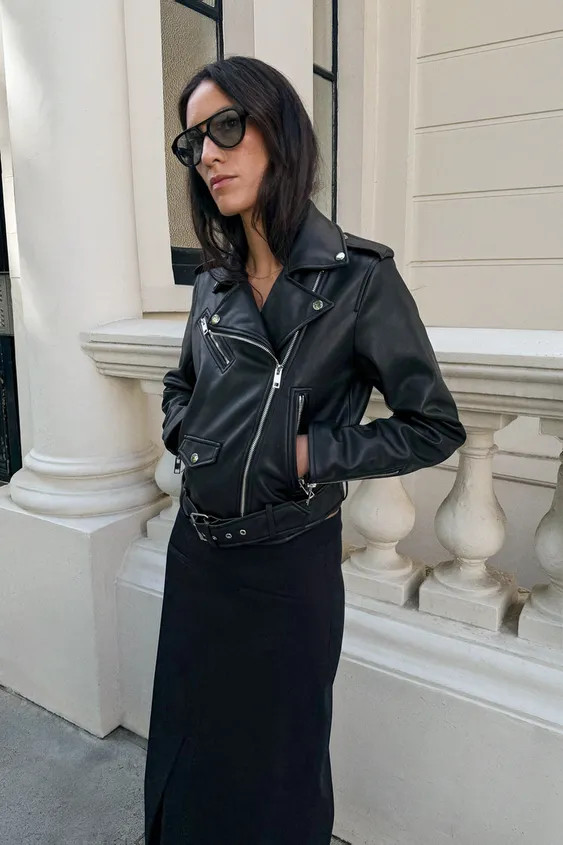 SHORT LEATHER EFFECT BIKER JACKET | Zara DE