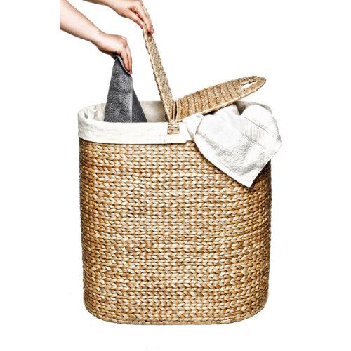 Seville Classics Water Hyacinth Oval Double Hamper, Hand-Woven | Amazon (US)