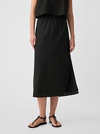 Linen-Blend Midi Slip Skirt | Gap Factory