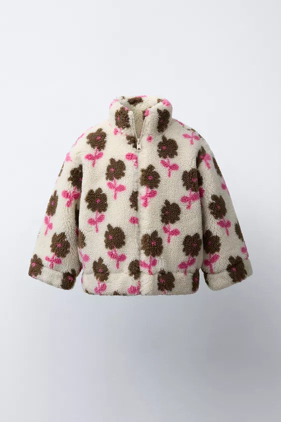 FLORAL FAUX SHEARLING JACKET | Zara US