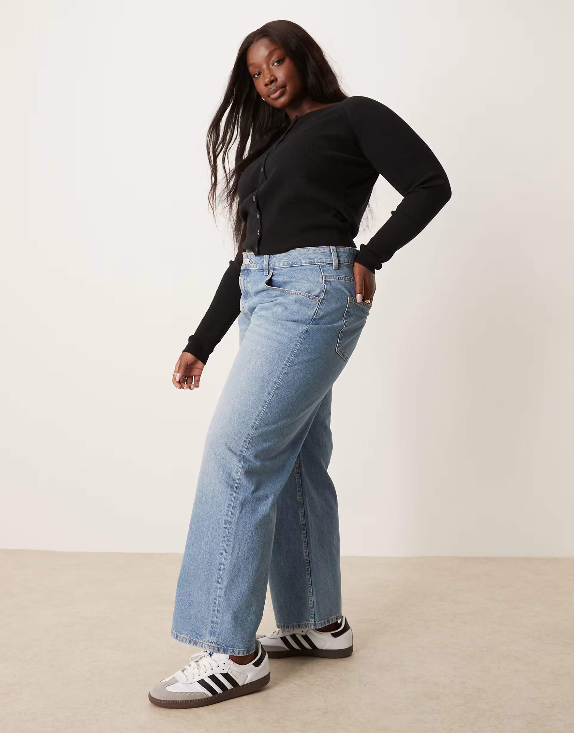ASOS DESIGN Curve baggy wide leg jeans in lightwash | ASOS (Global)