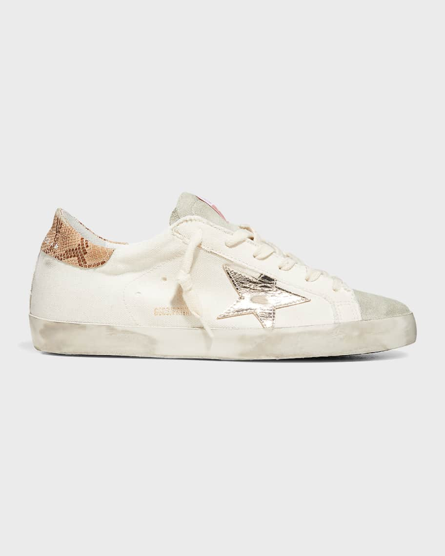 Golden Goose Superstar Canvas Mixed Leather Sneakers | Neiman Marcus