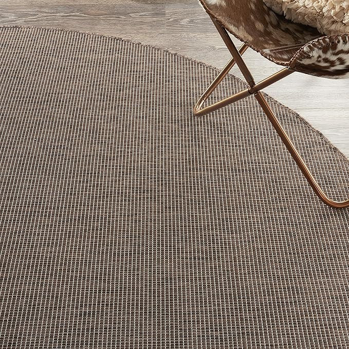 Nourison Positano Indoor/Outdoor Natural 8' x Round Area Rug, Easy Cleaning, Non Shedding, Bed Ro... | Amazon (US)