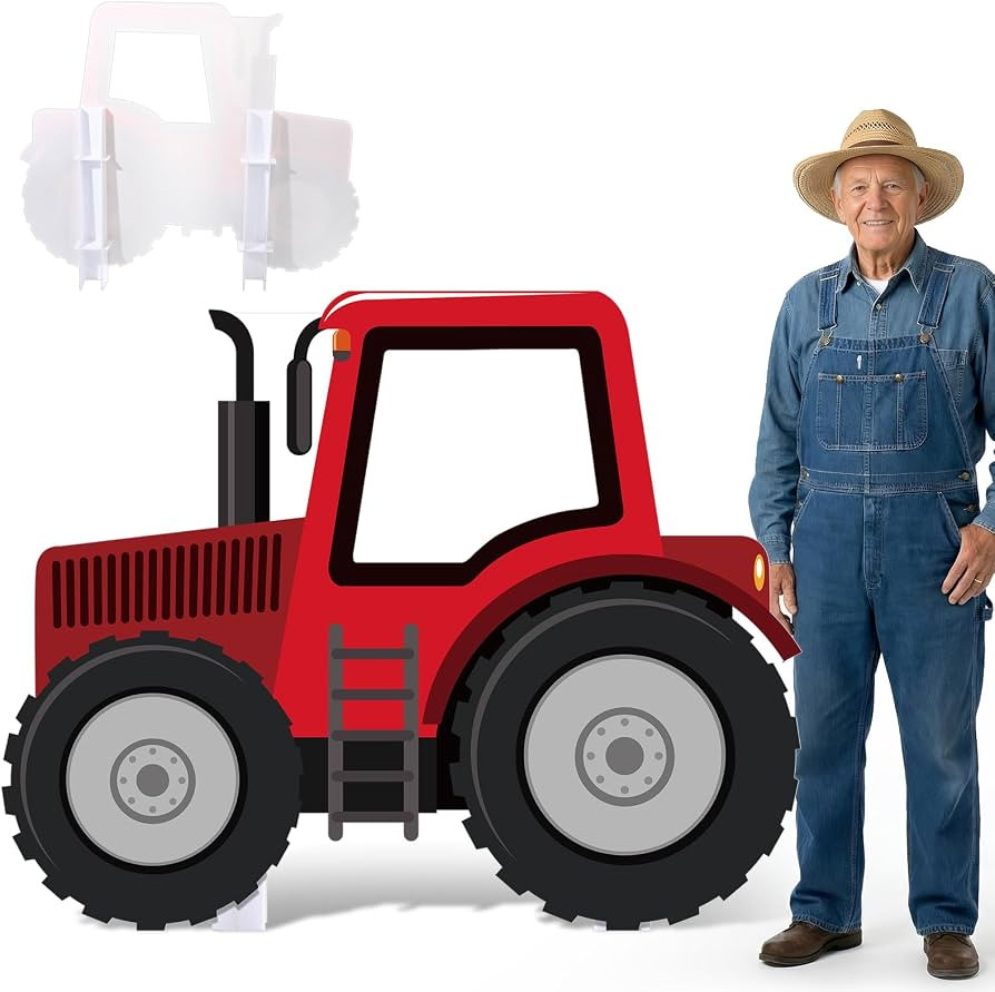 Capoda Farm Tractor Photo Backdrop Stand up Cardboard Cutout for Party Decoration and Photography... | Amazon (US)
