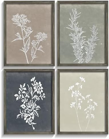 Heiple Framed Wall Art Set of 4 for Boho Home decor Botanical Print Wall Art for Rustic Vintage F... | Amazon (US)