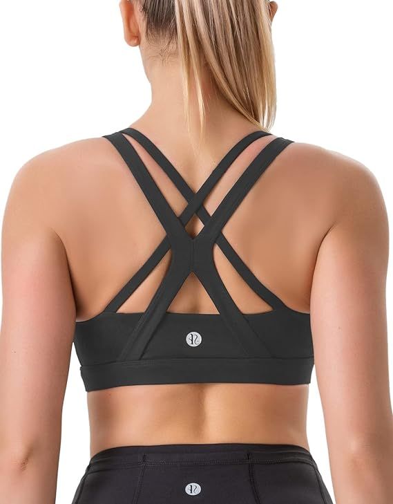 RUNNING GIRL Sports Bra for Women, Medium-High Support Criss-Cross Back Strappy Padded Sports Bra... | Amazon (US)