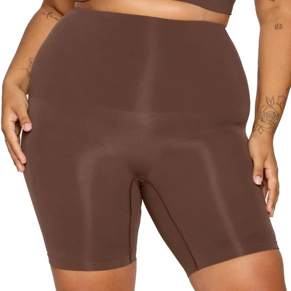 YITTY Nearly Naked Shaping Ultra High Waist Booty Lift Short, Brown, 5X | Walmart (US)
