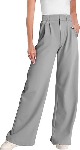 ELLEVEN Wide Leg Dress Pants for Woman, High Waisted Business Casual Work Trousers with Pockets | Amazon (US)