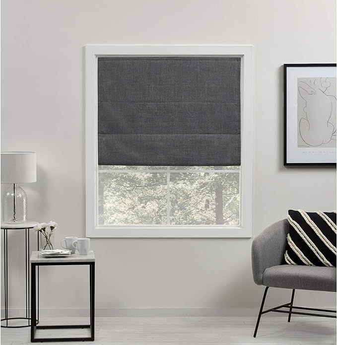 Exclusive Home Curtains Acadia Total Blackout Roman Shade, 23x64, Grey | Amazon (US)