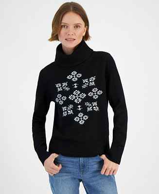 Tommy Hilfiger Women's Snowflake Graphic Turtleneck Sweater - Macy's | Macy's