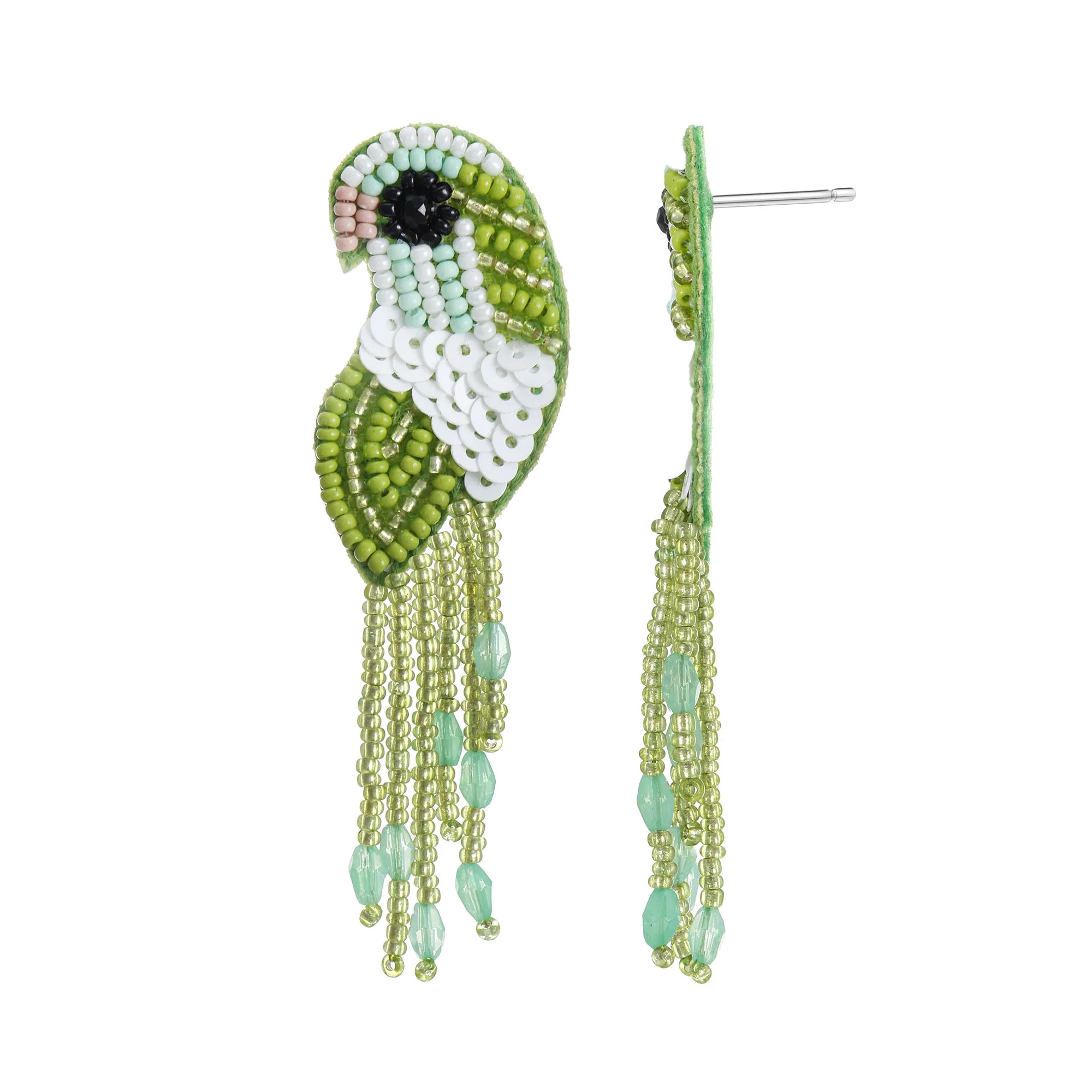 Time and Tru Green Beaded Bird Earrings, 1 Pair | Walmart (US)