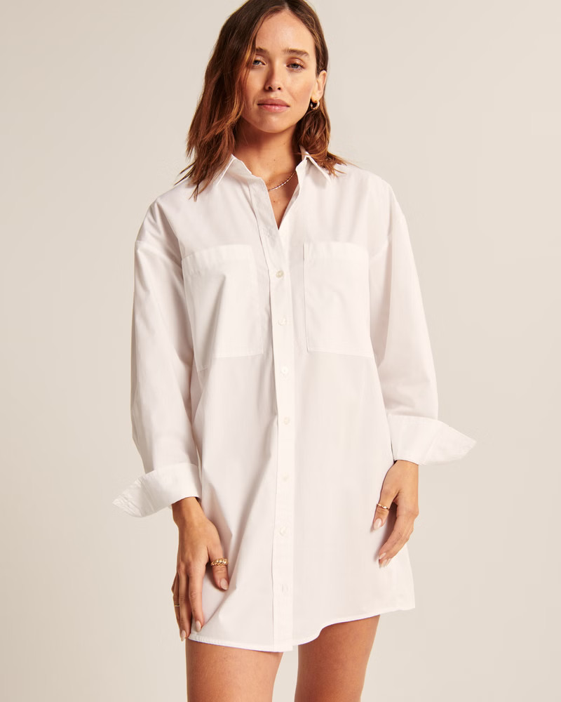 Relaxed Poplin Shirt Dress | Abercrombie & Fitch (US)