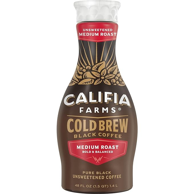Califia Farms - Pure Black Medium Roast Cold Brew Coffee, 48 Oz, 100% Arabica, Plant Based, Vegan... | Amazon (US)