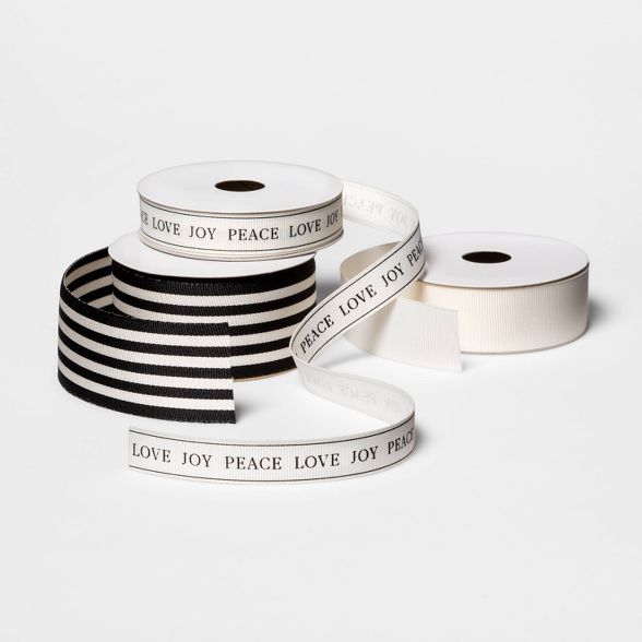 Black & Cream Grosgrain Assorted Ribbon Set of 3 - sugar paper™ | Target