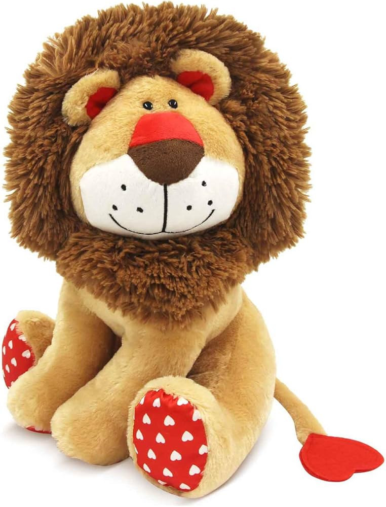 Love Lion Stuffed Animal, King Lion Plush Toy with Mane Heart Shape Tail for Boy Girls Kids Baby ... | Amazon (US)
