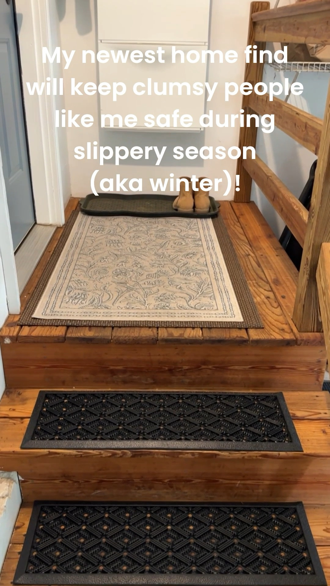 Rubber stair treads are a must for keeping people safe on exterior or garage stairs! I like that these aren’t ornate like most that you see. The simple design makes them more modern. And you don’t have to screw them into place! 

garage | staircase | DIY | home | treads | winter | 

#LTKHome #LTKSeasonal #LTKFindsUnder50