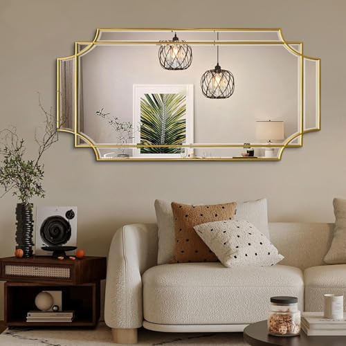 womilous Gold Beveled Mirror, 24"x47.2" Bathroom Mirrors for Over Sink, Large Rectangle Vanity Mi... | Amazon (US)