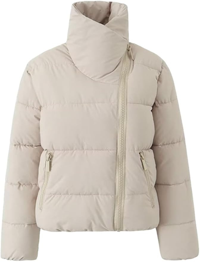 KEOMUD Womens Winter Cropped Puffer Jacket Long Sleeve Zipper Quilted Bubble Coat with Pockets | Amazon (US)