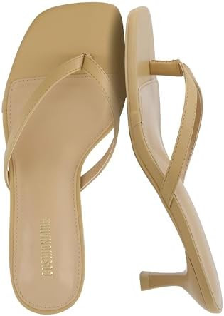 CUSHIONAIRE Miami Kitten Heels for Women, Thong Flip Flop Heeled Sandals with Memory Foam, Slip O... | Amazon (US)