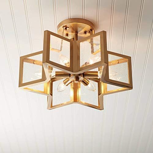 Casa Star Modern Ceiling Light Semi-Flush Mount Fixture Warm Antique Brass 16" Wide 6-Light 6-Point  | Amazon (US)