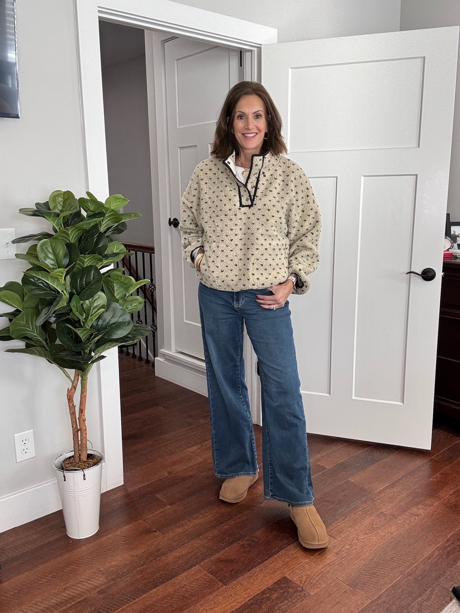 Can you believe these are sweatpants jeans! Jeans are size 28/6, fleece pullover is a large. My blue pair is sold out but I linked the black ones  

Women’s fashion, outfit inspo, outfit ideas, what to wear for, fashion over 40, fashion over 50, fall outfit ideas, winter fashion, winter styles, winter outfits, winter outfit inspo, holiday styles, holiday outfits, holiday outfit inspo, holiday fashion, trending fashion, chic style, new years outfit, New Year’s Eve outfit, wide leg jeans 




#LTKHoliday #LTKootd #LTKOver40