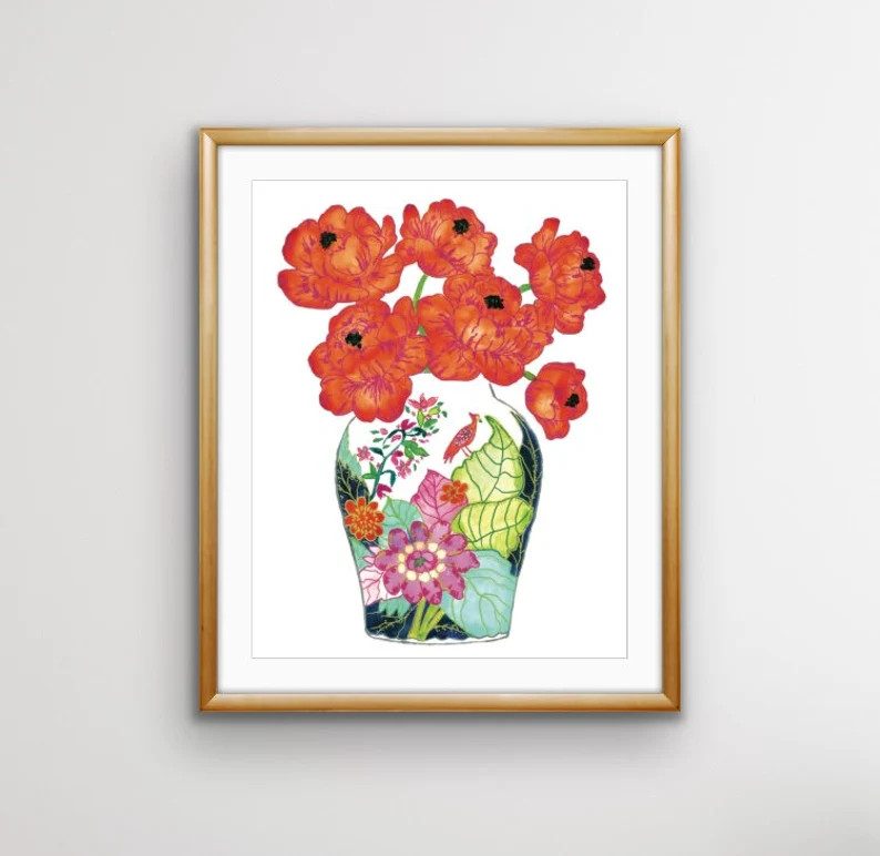 8x10 Signed Art Print, Unframed, Tobacco Leaf Pattern, Tobacco Leaf Art, Tobacco Leaf Porcelain -... | Etsy (US)