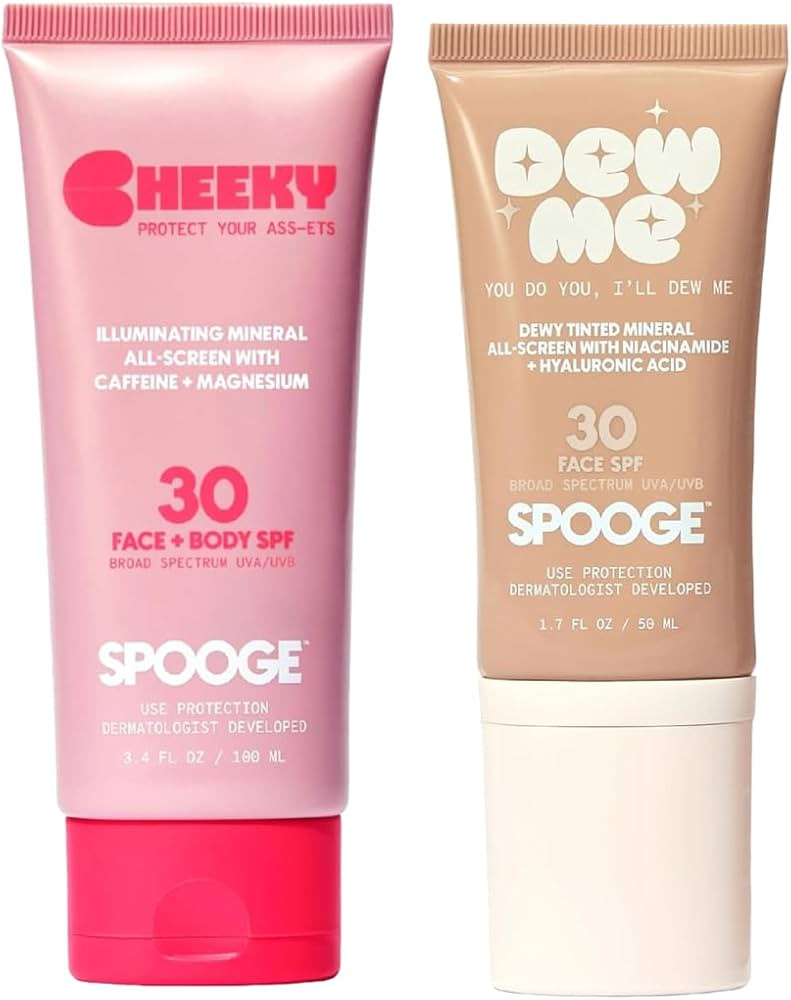 Glow SPF Duo – Dew Me Tinted Mineral SPF 30 Face Sunscreen + Cheeky Shimmer Mineral SPF 30 Body... | Amazon (US)